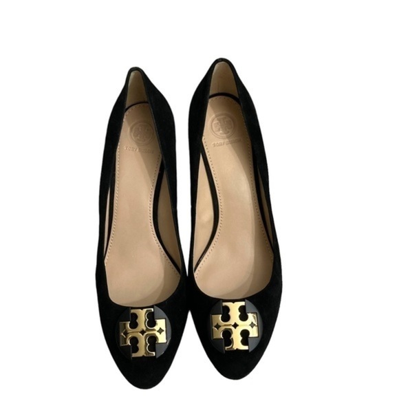 Tory Burch suede leather Claire closed toe wedge heel shoes new without box - Picture 2 of 16